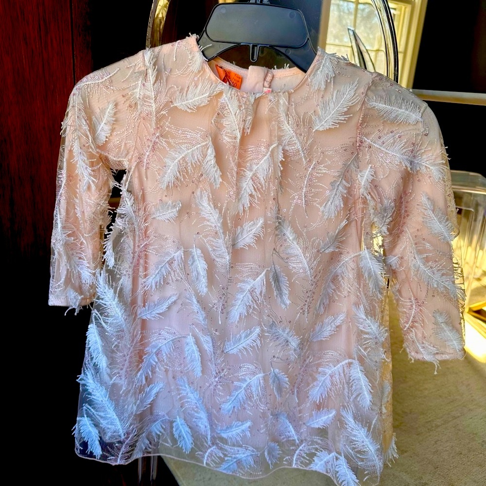 Billieblush dress with feather details, size 4